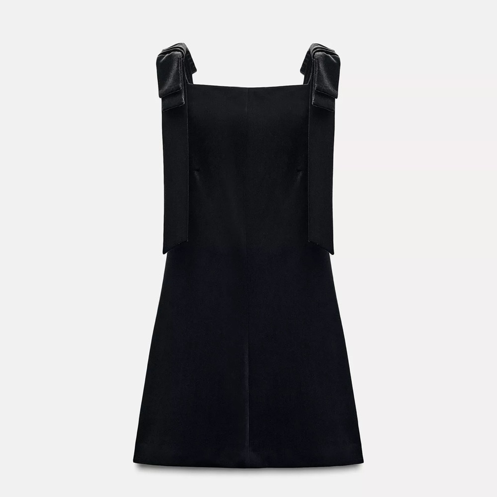 Zara Black Mini Dress with Bow Straps